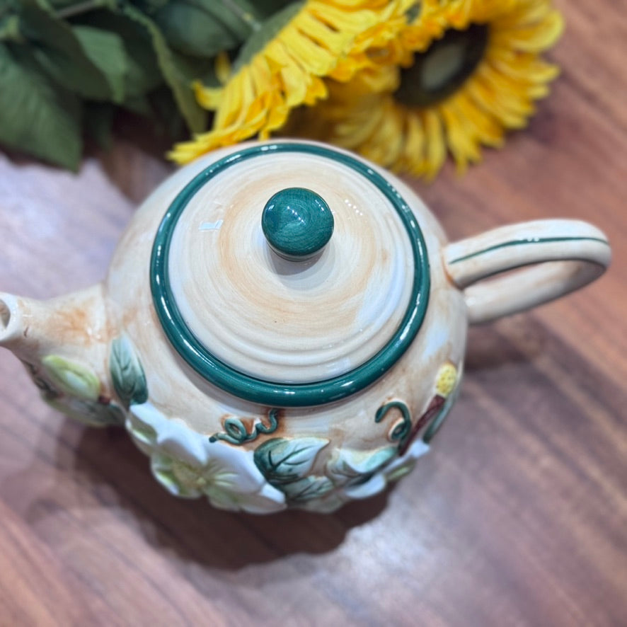 1998 CBK LTD LLC Floral Ceramic Teapot