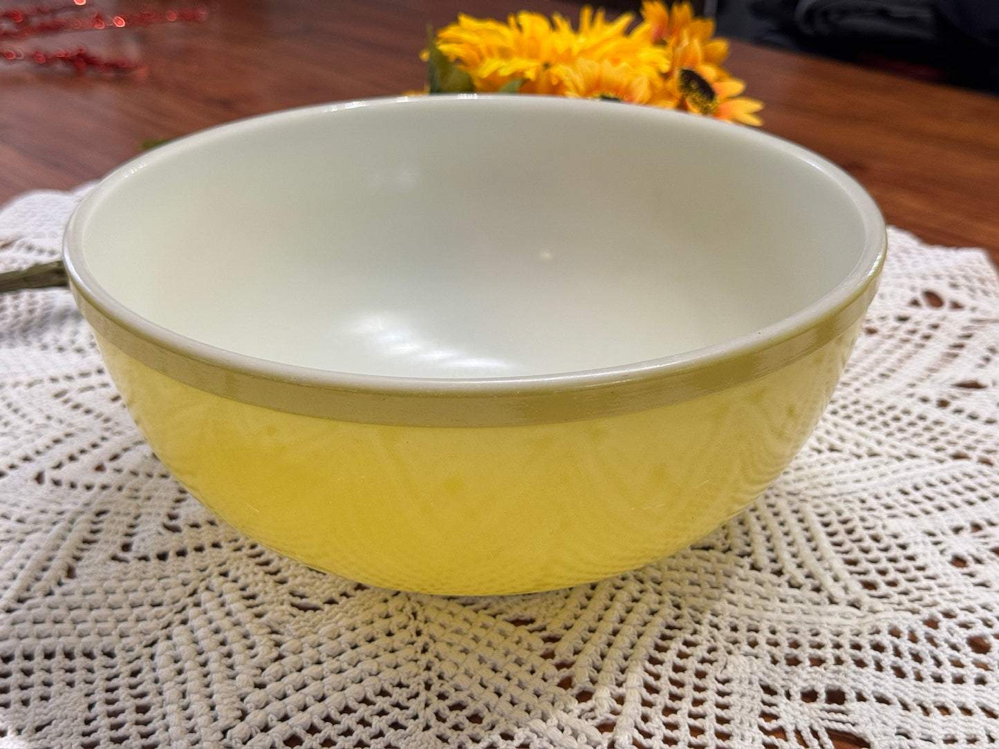 Large Primary Yellow US PAT OFF PYREX Mixing Bowl