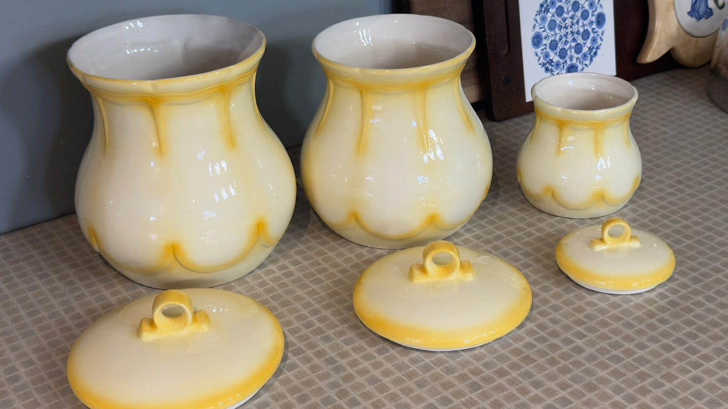 Vintage Yellow Ceramic Canister Set
