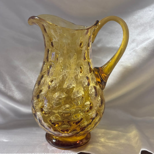 Large Amber Dot/Bubble Glass Pitcher