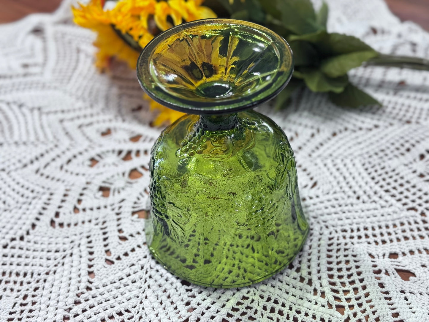 Indiana Glass Colony Grape Green Pedestal Bowl