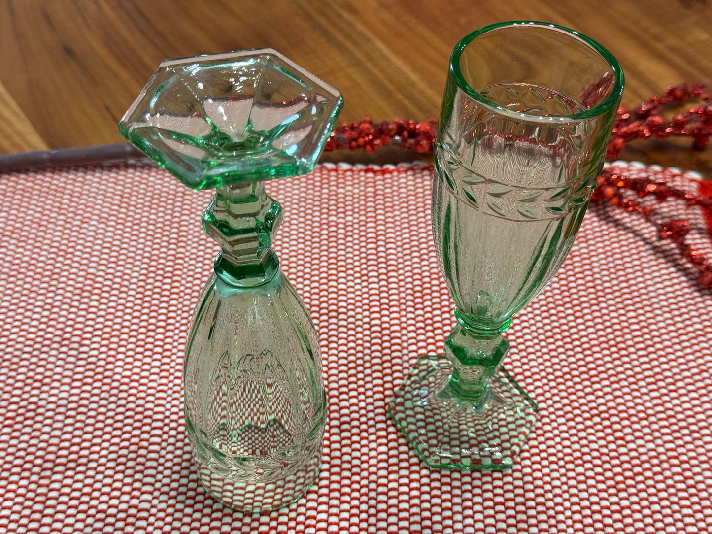 Green Depression Glass Champagne Glasses