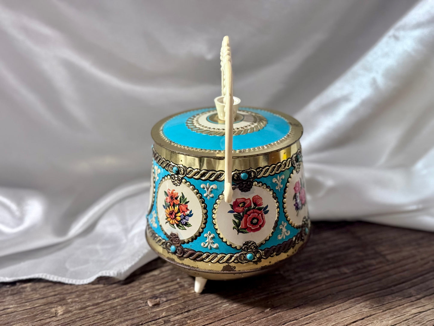 Floral 1960s Tin Containter