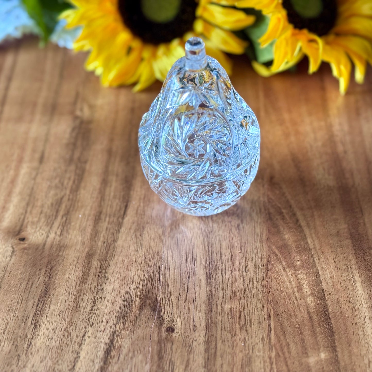 Pear Shaped Lead Crystal Trinket Box