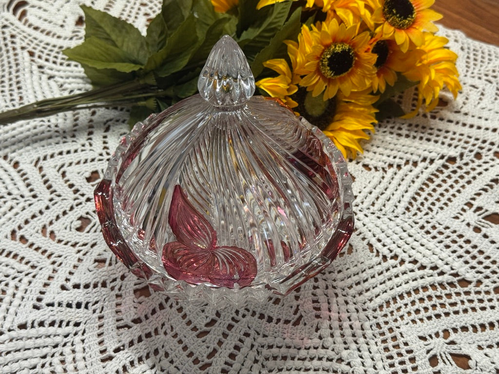 Vintage Cut Glass Covered Candy Dish