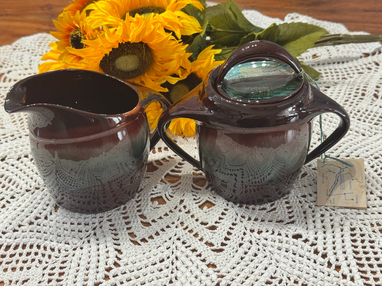 Canadian Ceramic Craft (CCC) Creamer & Sugar Drip Glaze Set