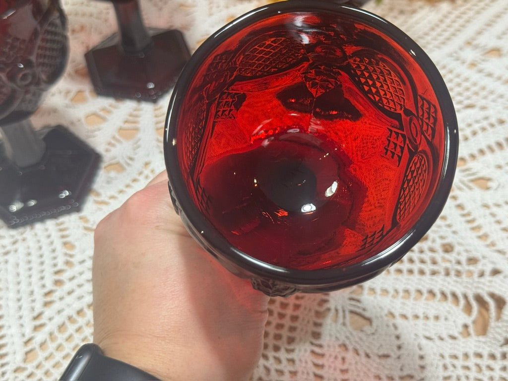 AVON 1876 Cape Cod Ruby Red Goblets