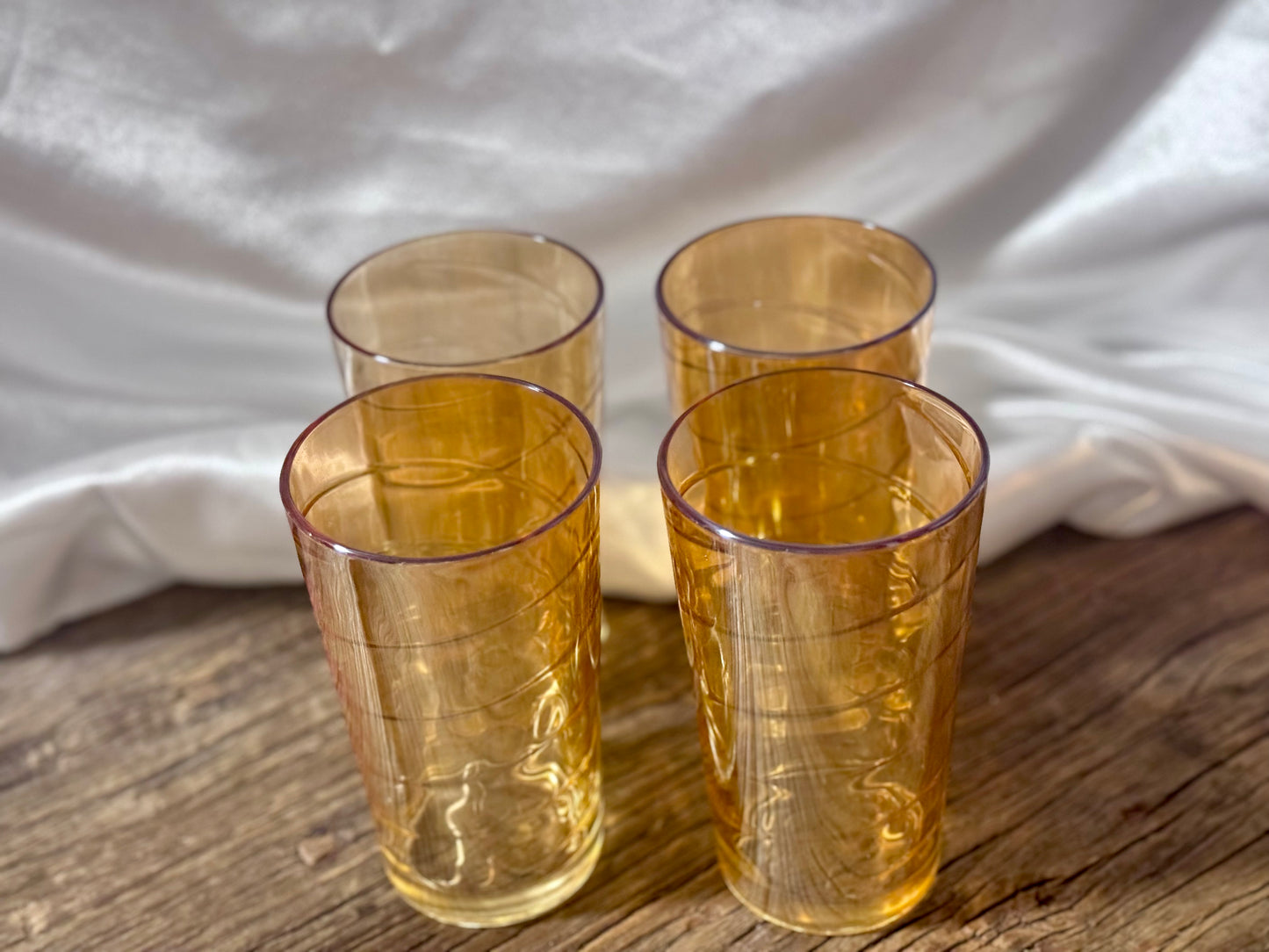 Iridescent Jeanette Glass, Peach Lustre, Swirl Drinking Glasses