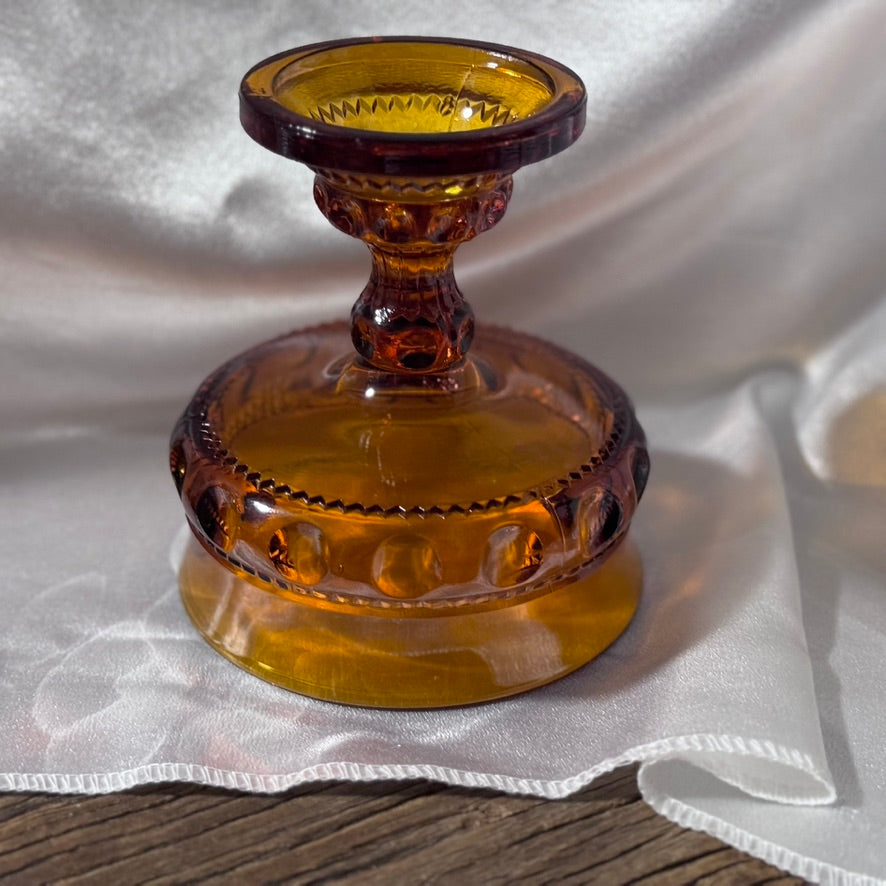 Indiana Glass King's Crown Amber Thumbprint Candy Dish