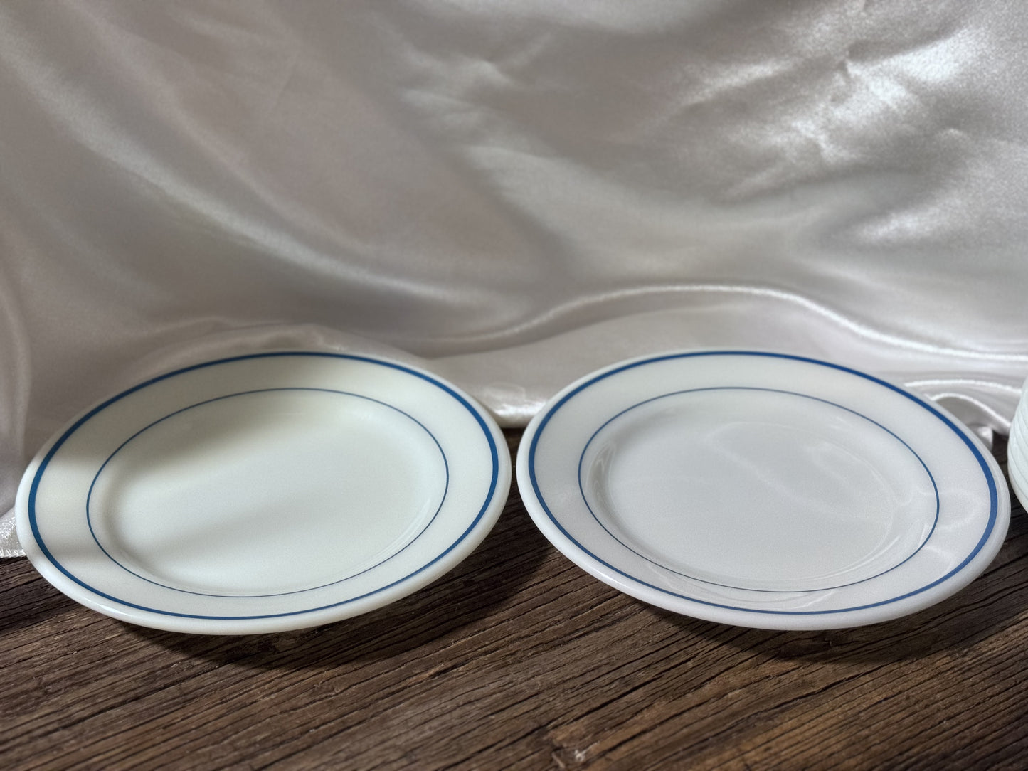Pyrex Blue Striped Milk Glass Dish Set