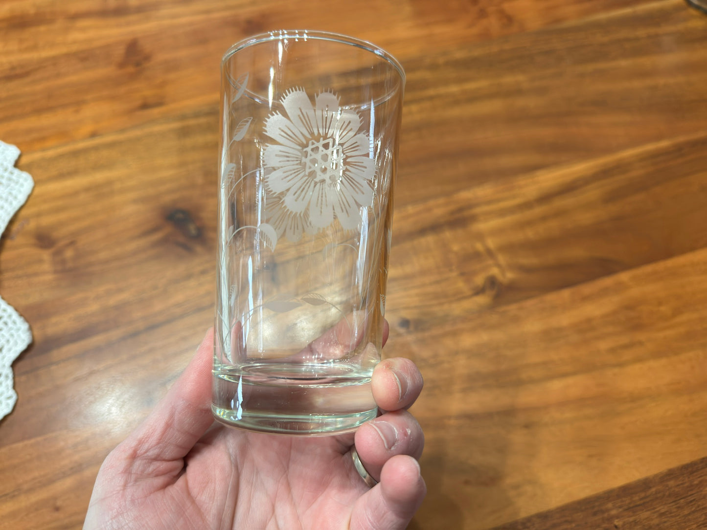 Dominion Glass Etched Floral Drinking Glasses
