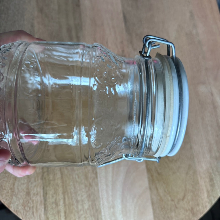 Vintage Italian Canister Jars with Ceramic English Lids
