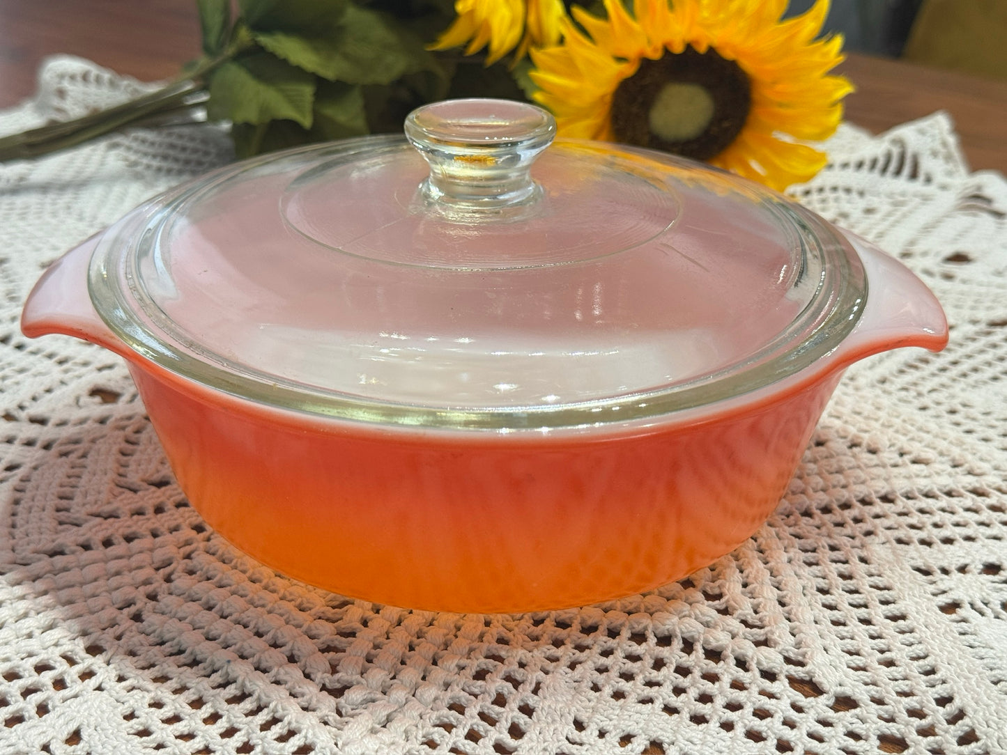 Anchor Hocking Fire-King Orange Round Casserole Dish