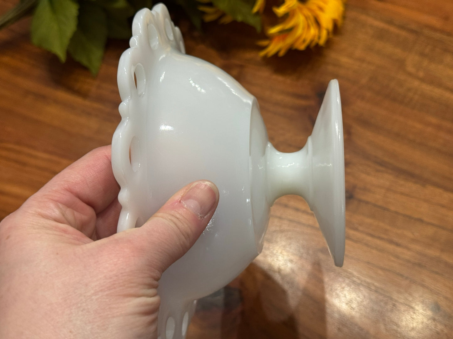Anchor Hocking Milk Glass Pedestal Compote/Bowl