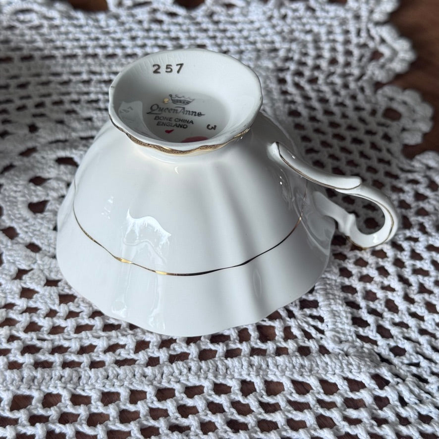 Queen Anne Orange/Gold Teacup and Saucer