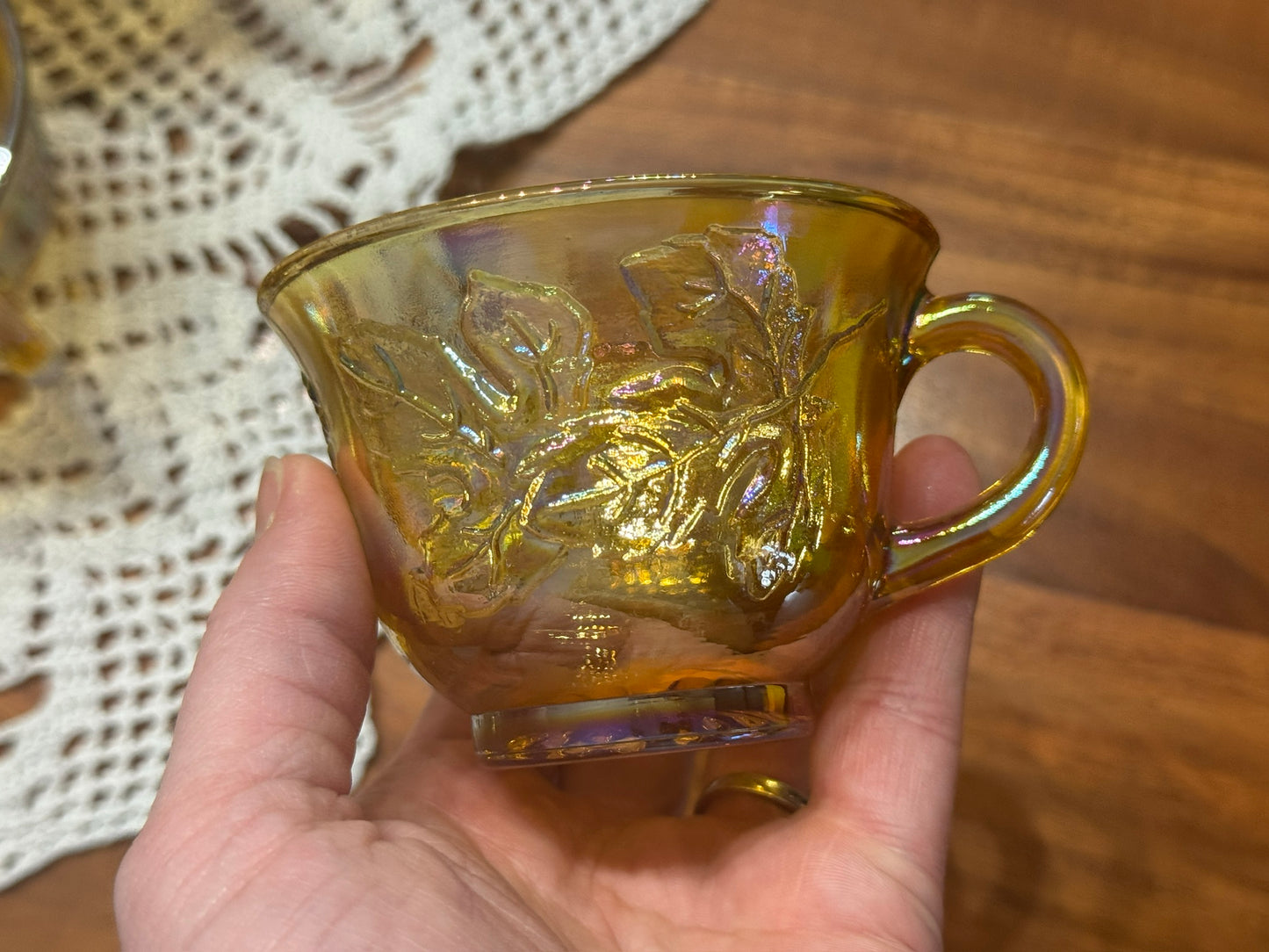 Marigold Indiana Carnival Glass Punch Bowl Set