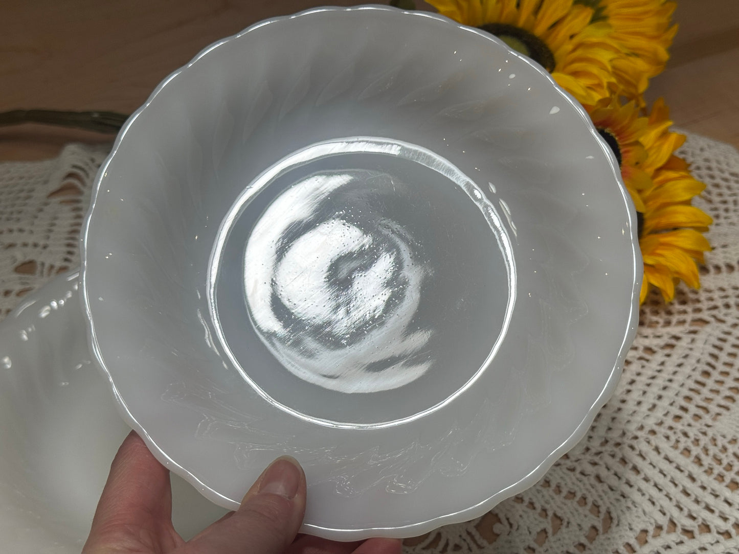 Anchor Hocking Fire-King Milk Glass Swirl Bowls