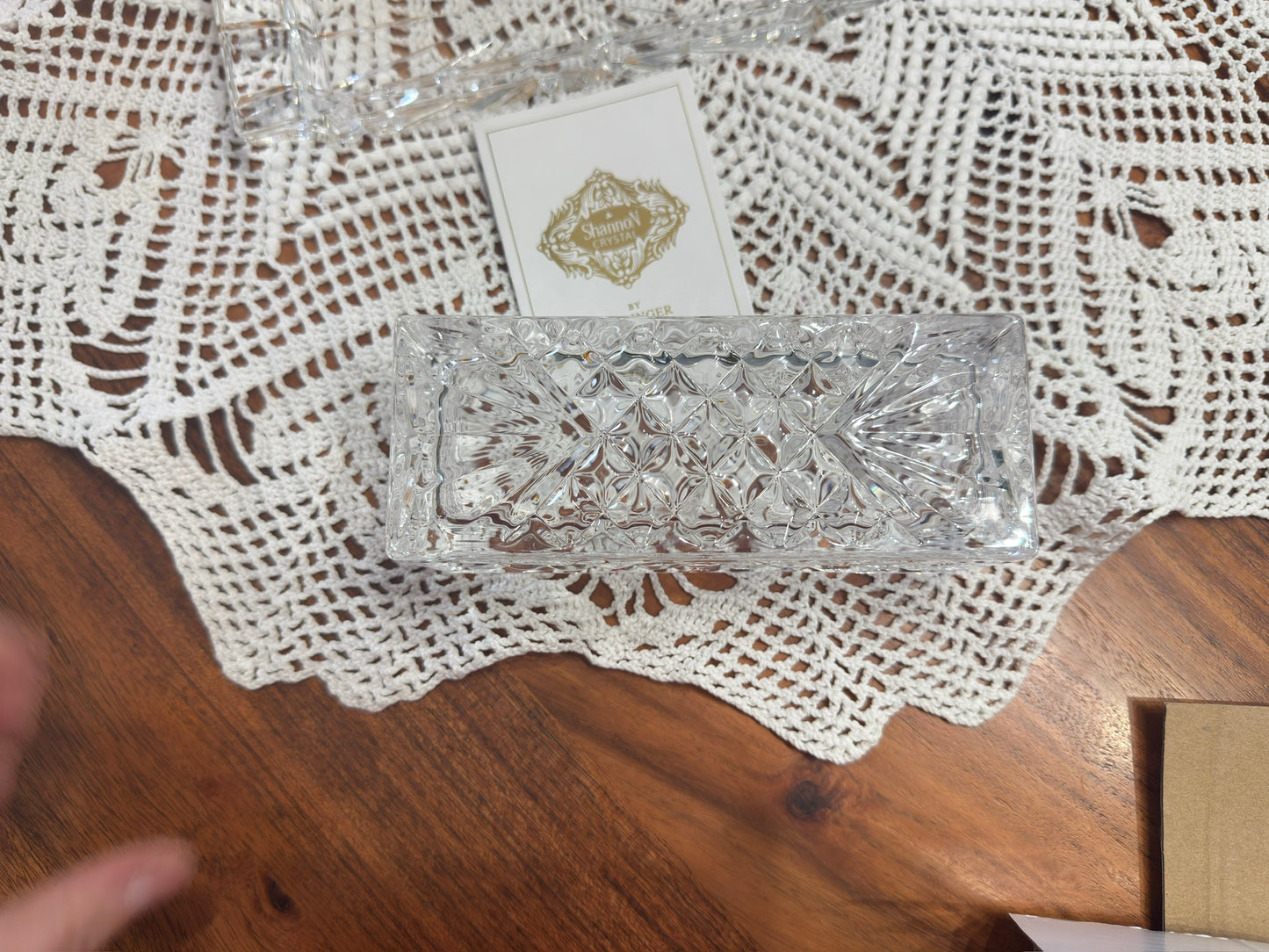 Shannon Crystal Pineapple Etch Butter Dish