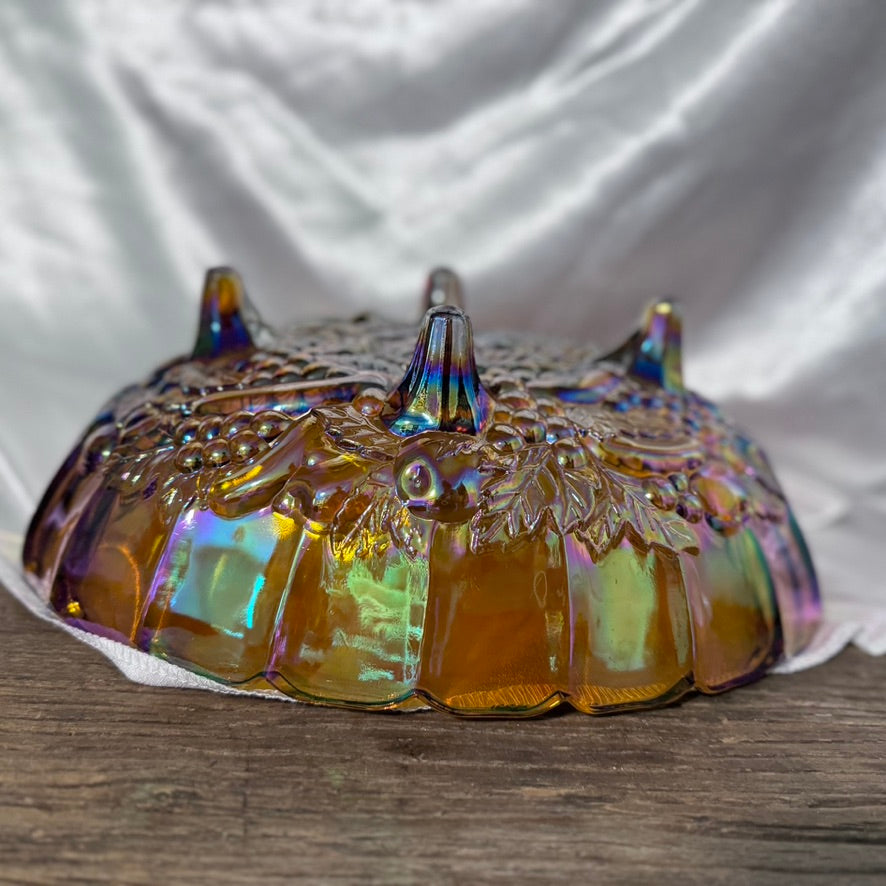 Iridescent Harvest Gold Carnival Glass "Oval Center Bowl"