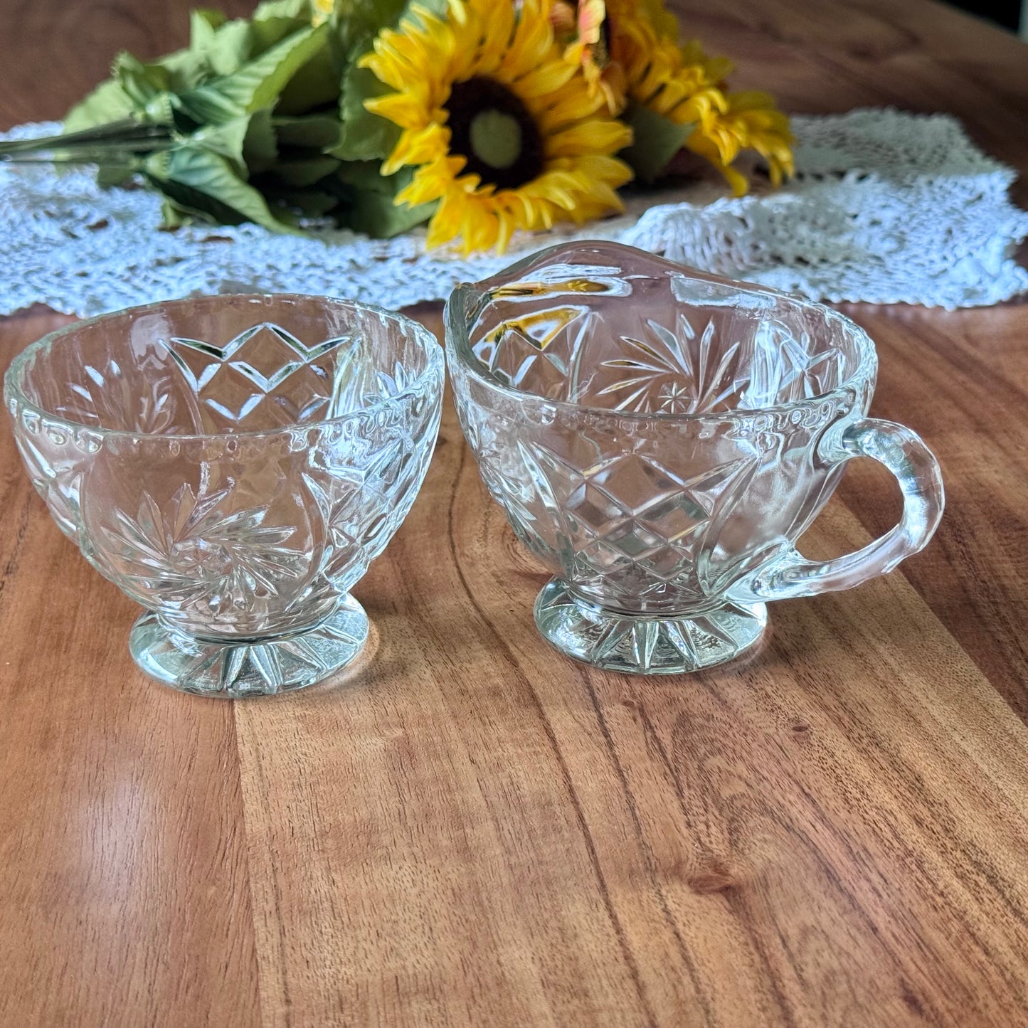 Cut Crystal Cream & Sugar Bowl