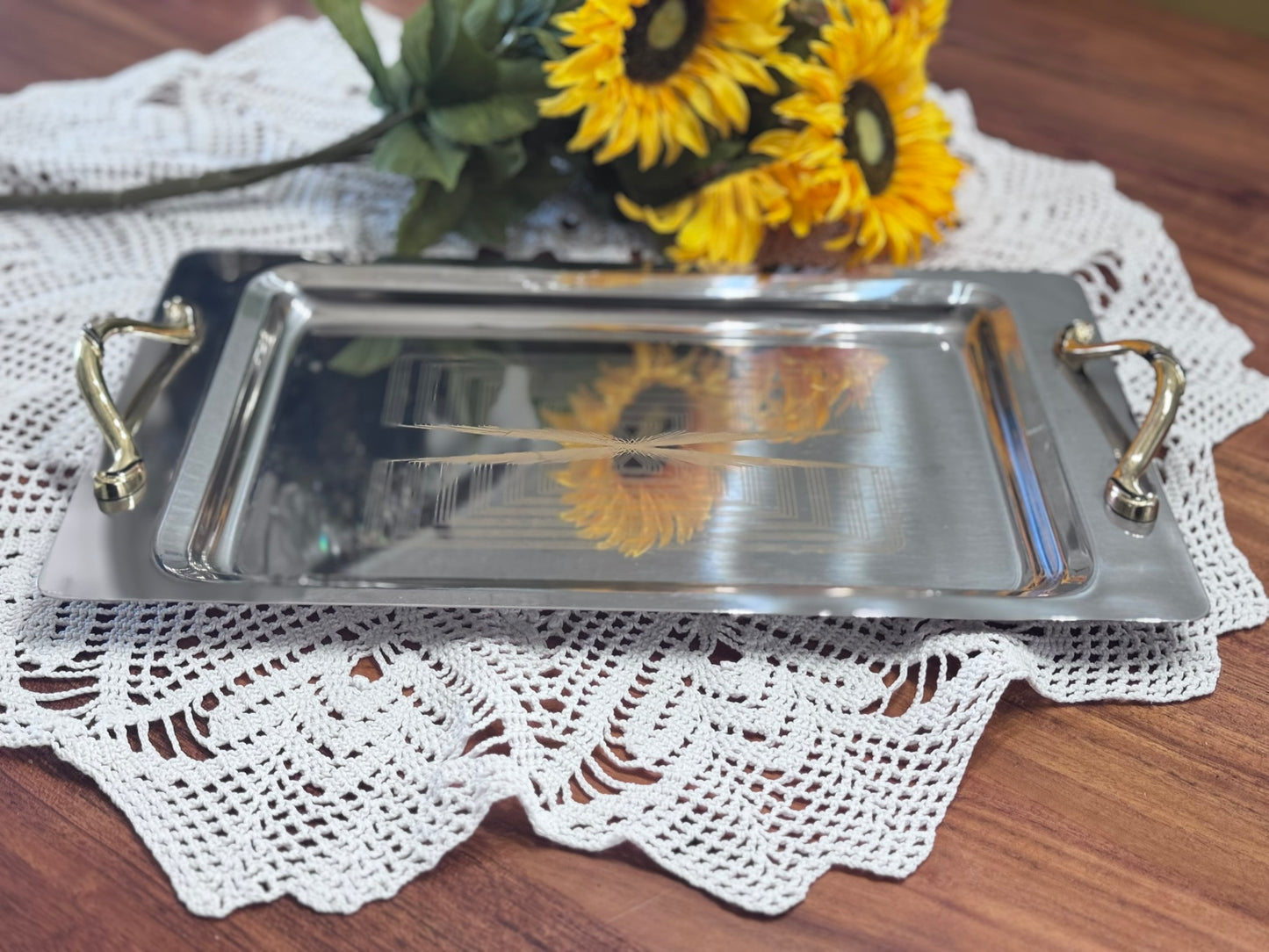 Stainless Steel Italian Serving Tray/Bar Cart Decor