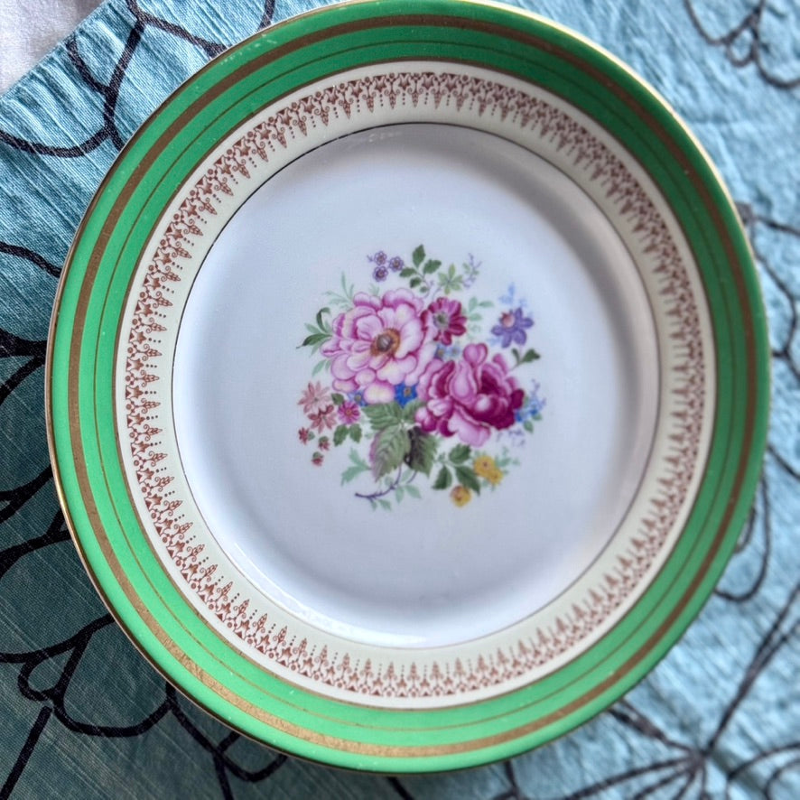 Adderley Ware Green Floral Victorian Plate