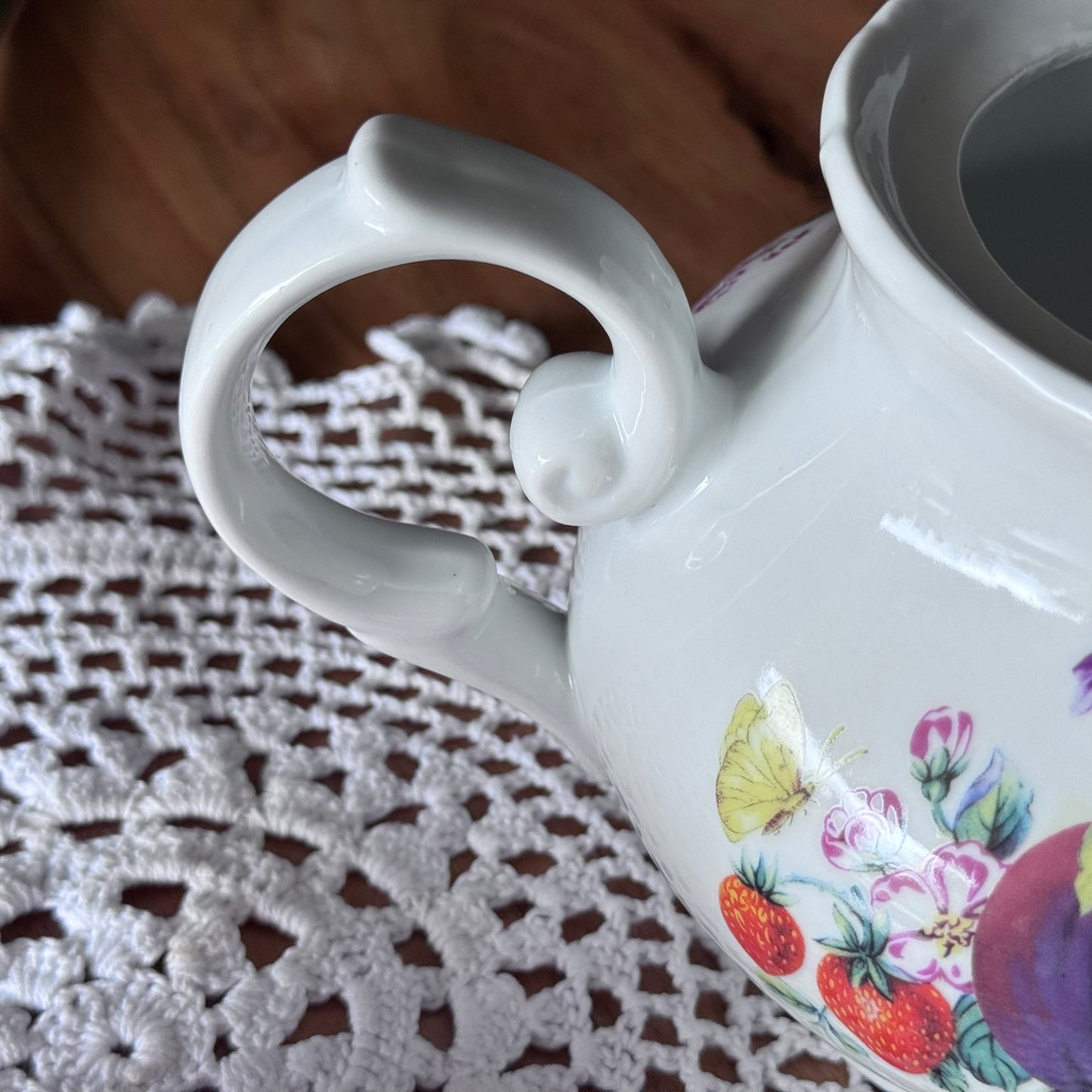 Porcelain Fruit/Floral Motif Teapot