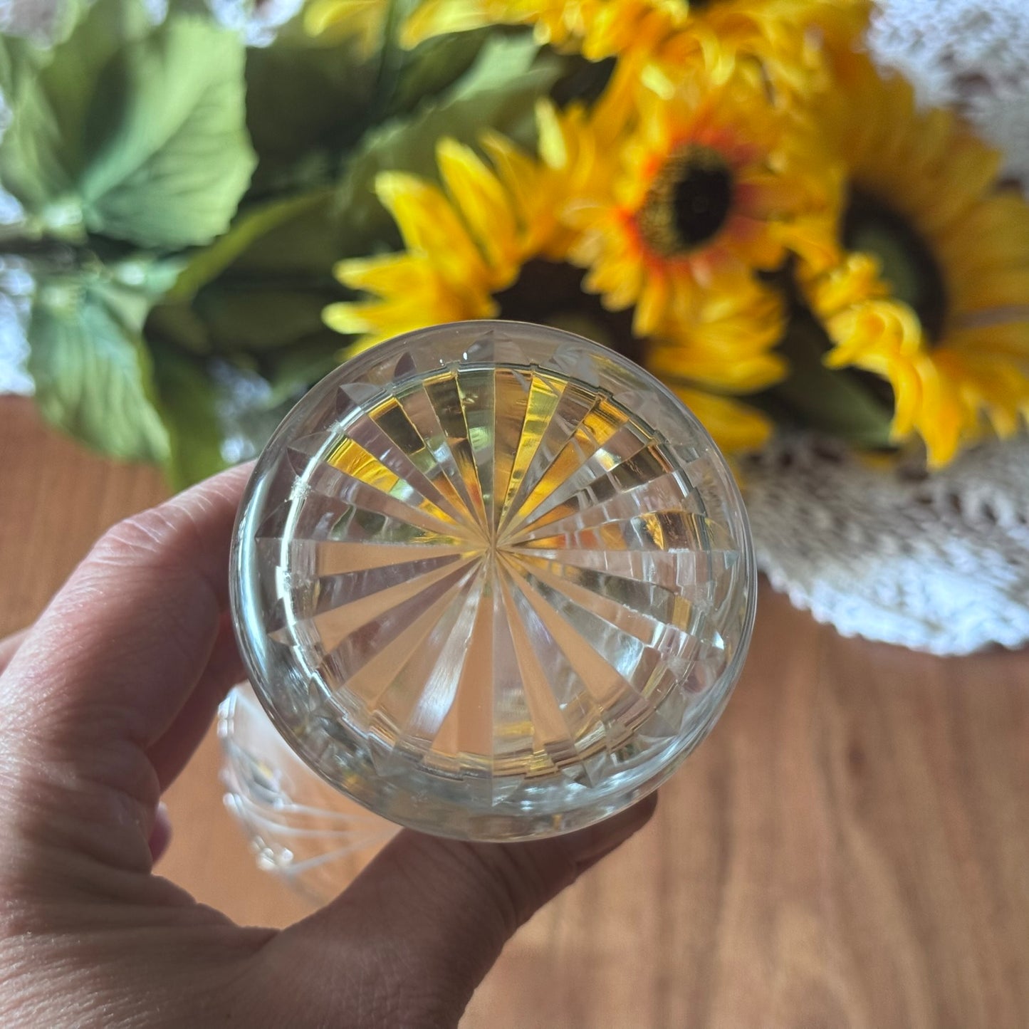 Lead Crystal Hand Cut Corset Glass Floral Vase