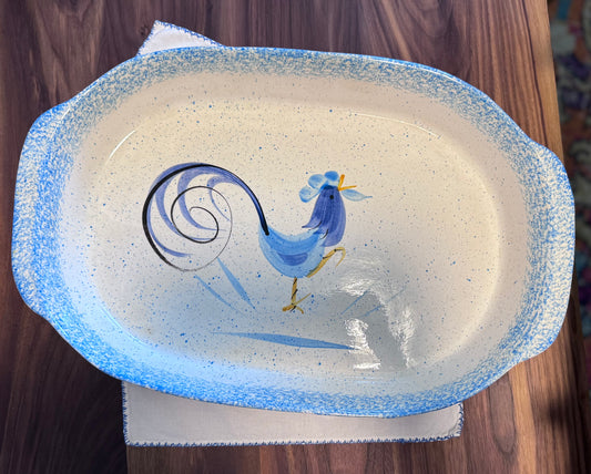 Blue Rooster Serving Dish
