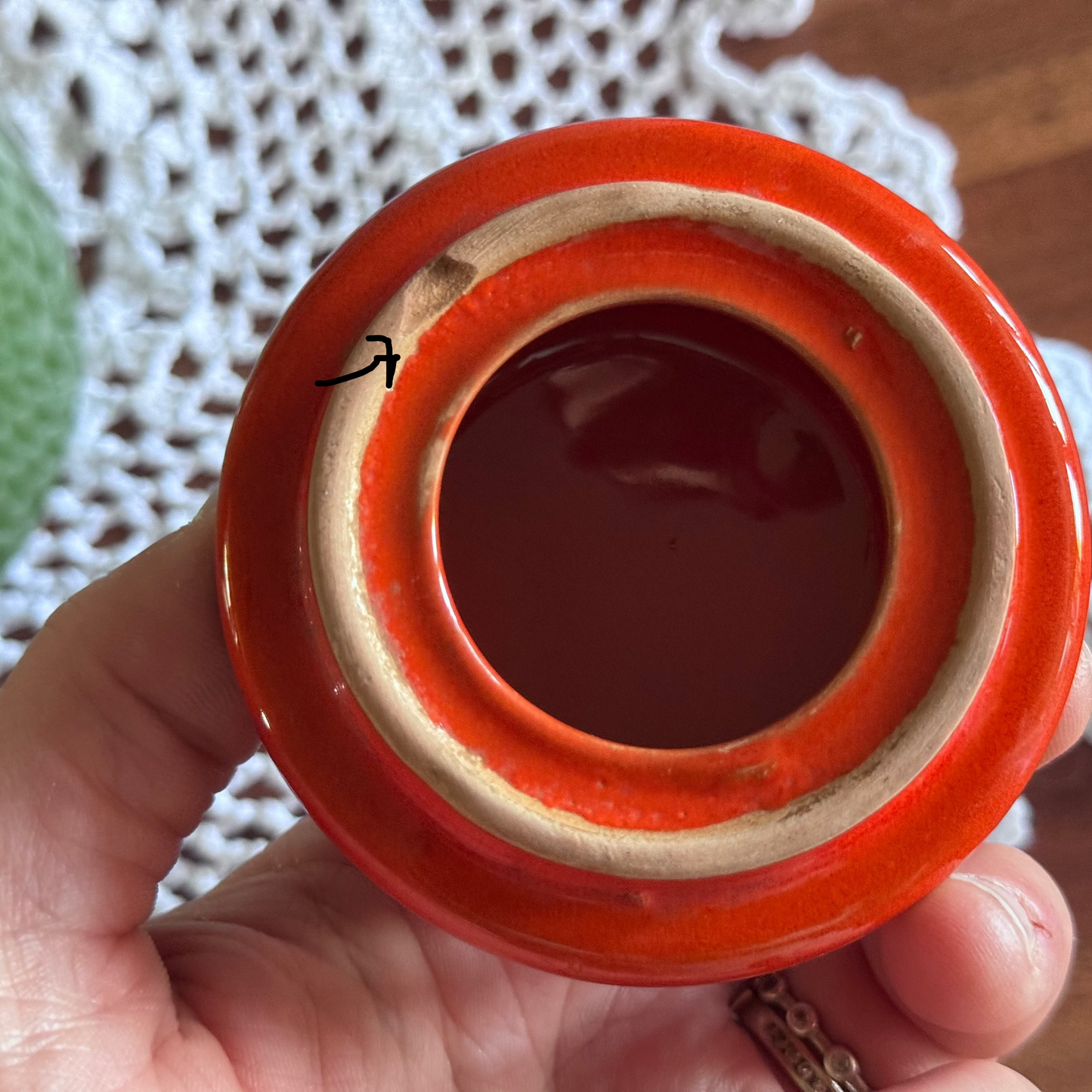 Retro Winterling Green/Red-Orange/White Ceramic Teapot