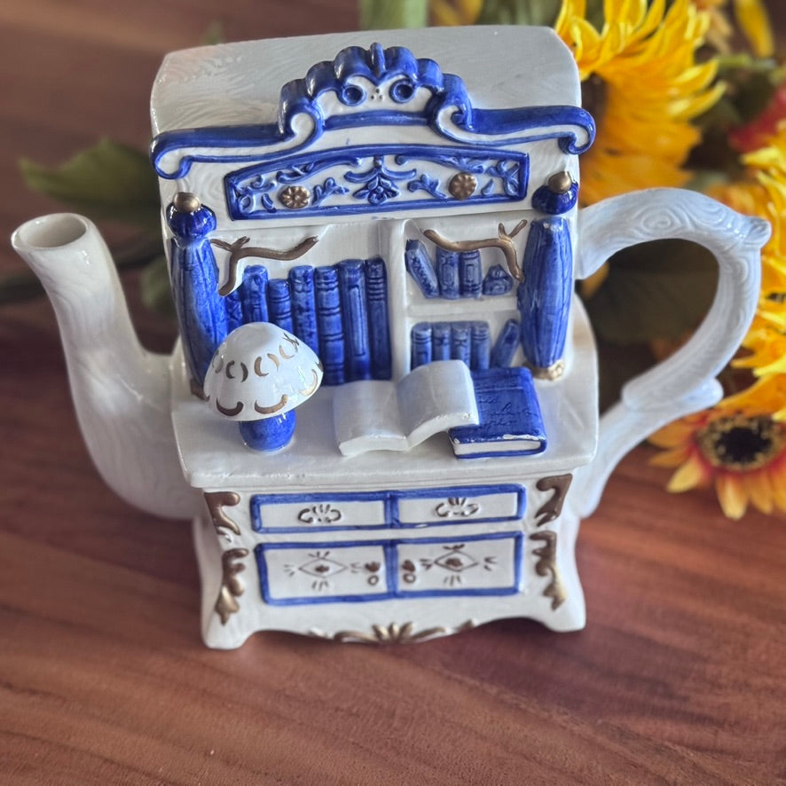 Whimsical Blue Dresser/Wardrobe Teapot