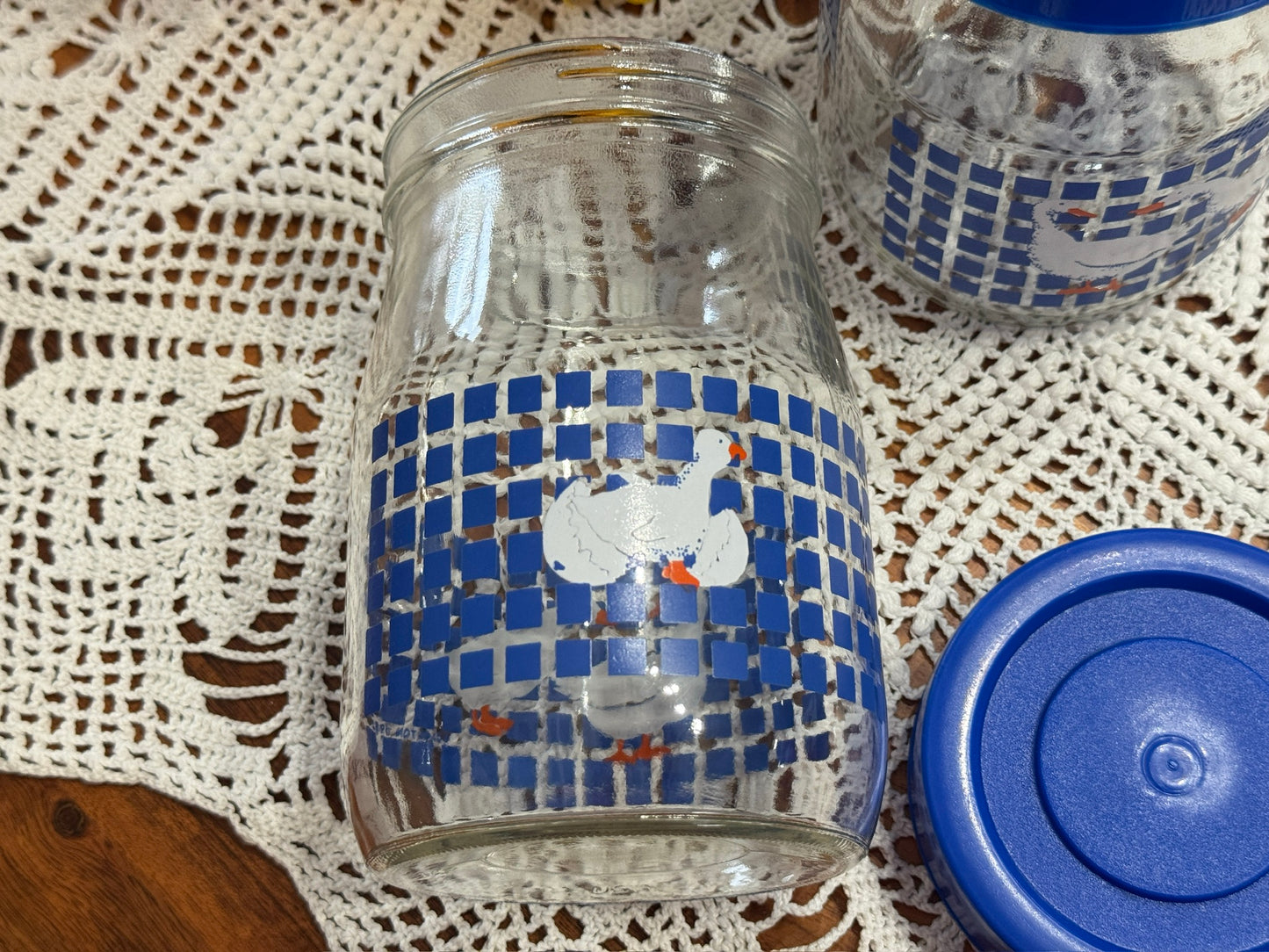 Vintage Set of 2 Carlton Glass Geese Canisters