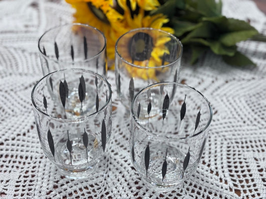 Harlequin Black & Gold Roly Poly Lowball 'Cattail' Drinking Glasses