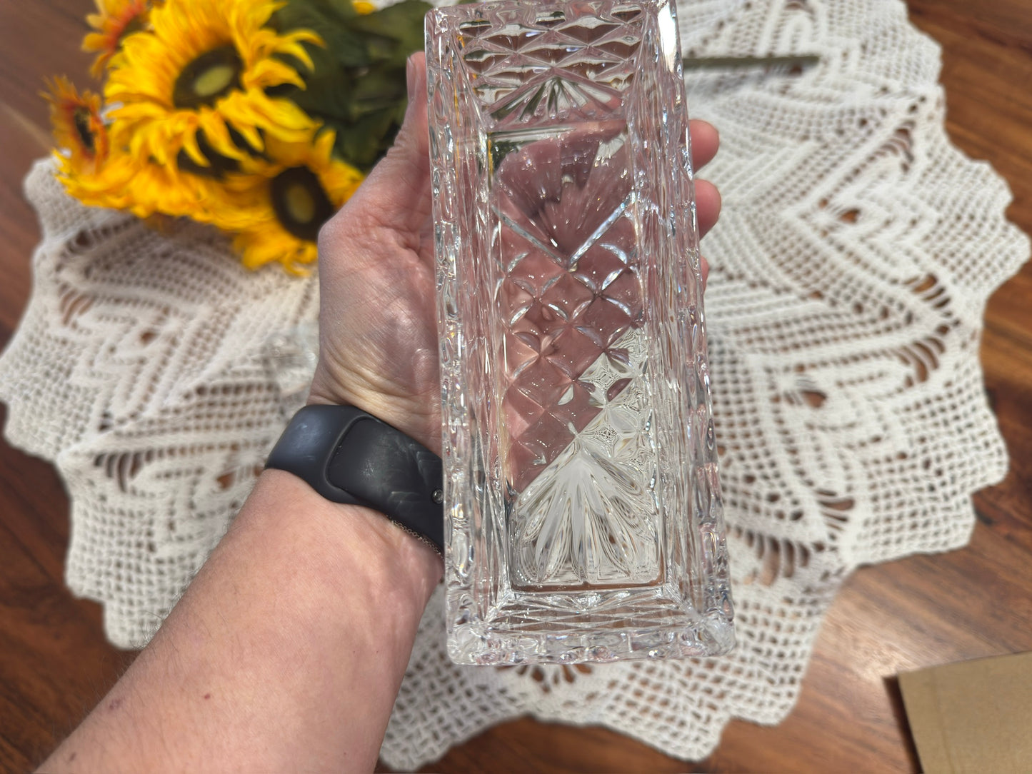 Shannon Crystal Pineapple Etch Butter Dish