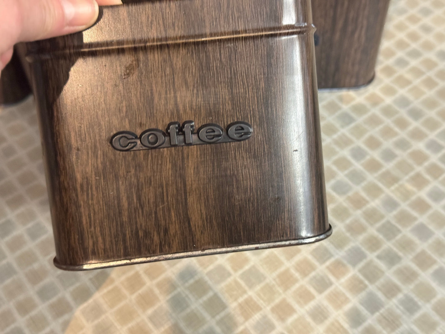 The Queen Line Faux Wood Grain Finish Canister Set