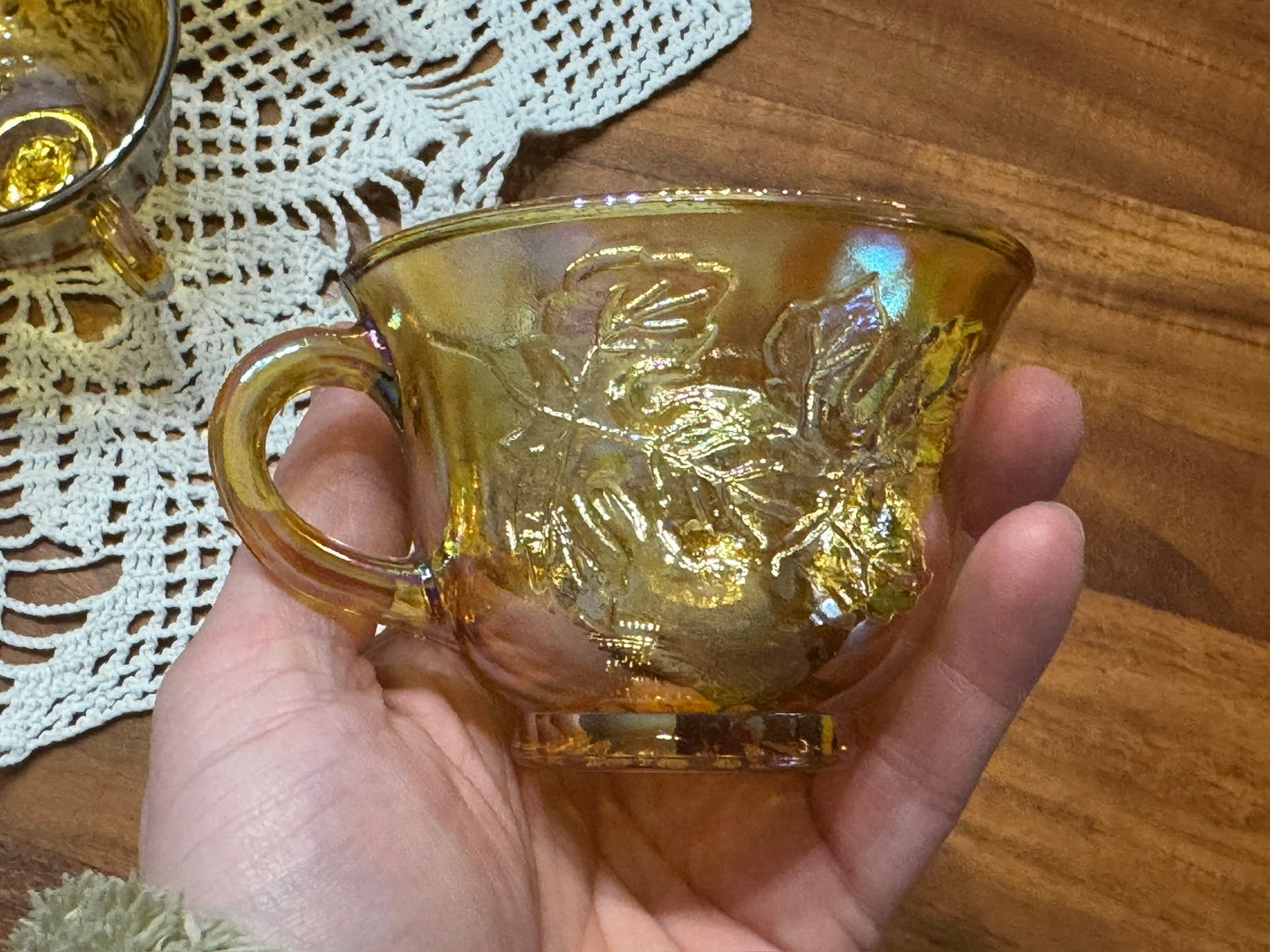 Marigold Indiana Carnival Glass Punch Bowl Set