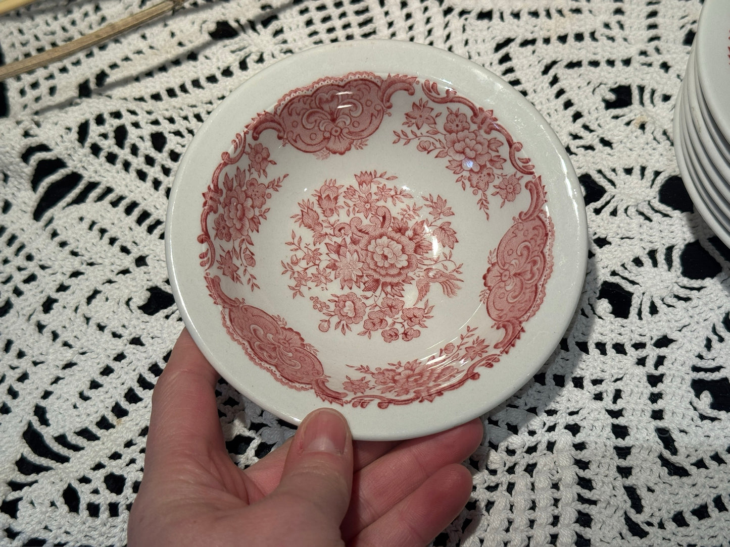 Vintage WINDSOR Steelite Ironstone Pink Transferware Dessert/Salad Bowls
