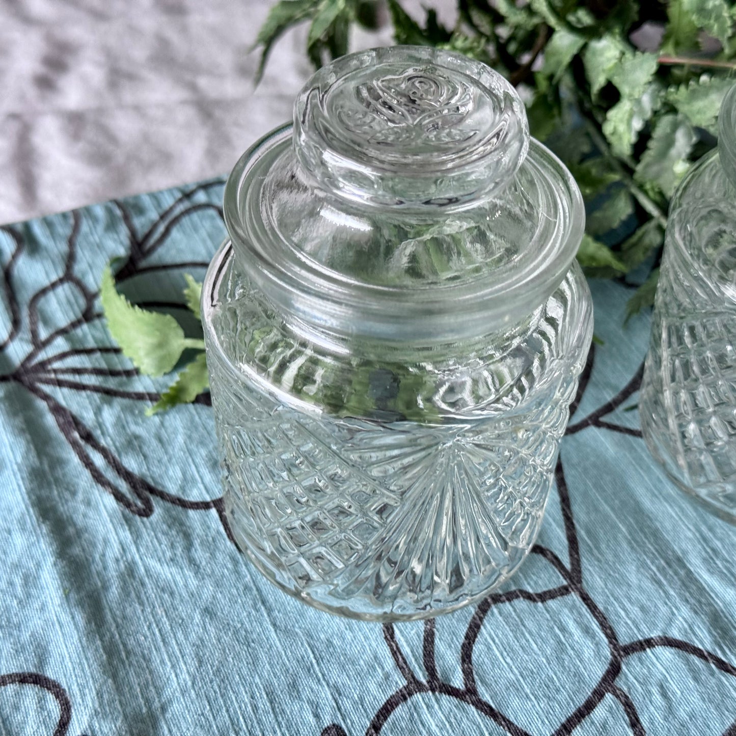 Pressed Cut Glass Jelly/Jam Jar