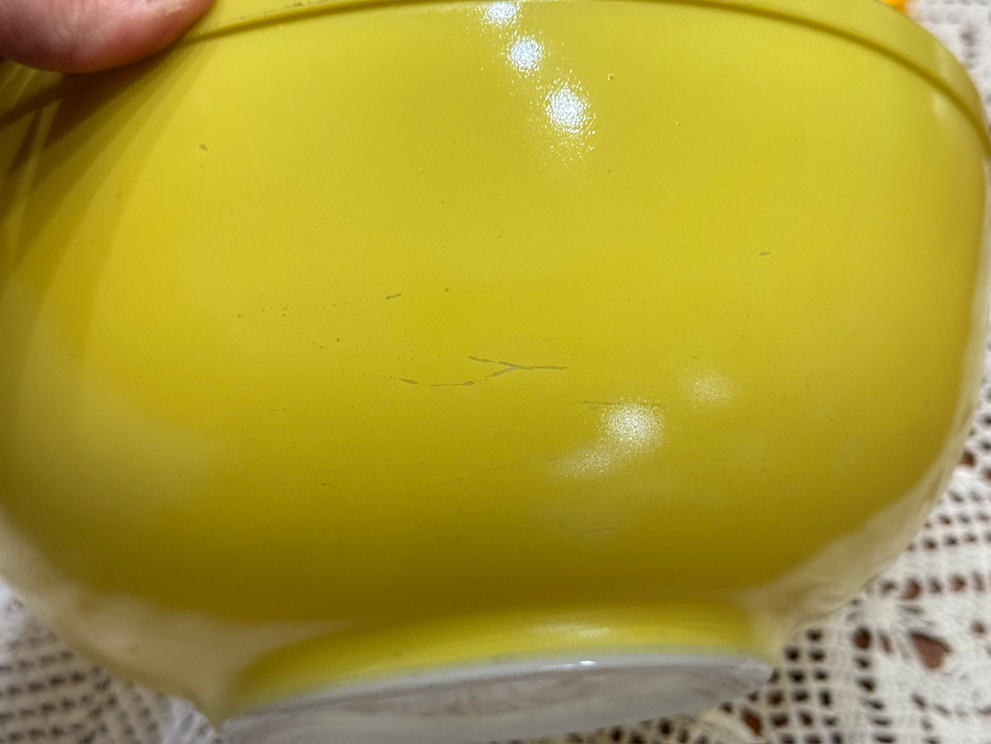 Large Primary Yellow US PAT OFF PYREX Mixing Bowl