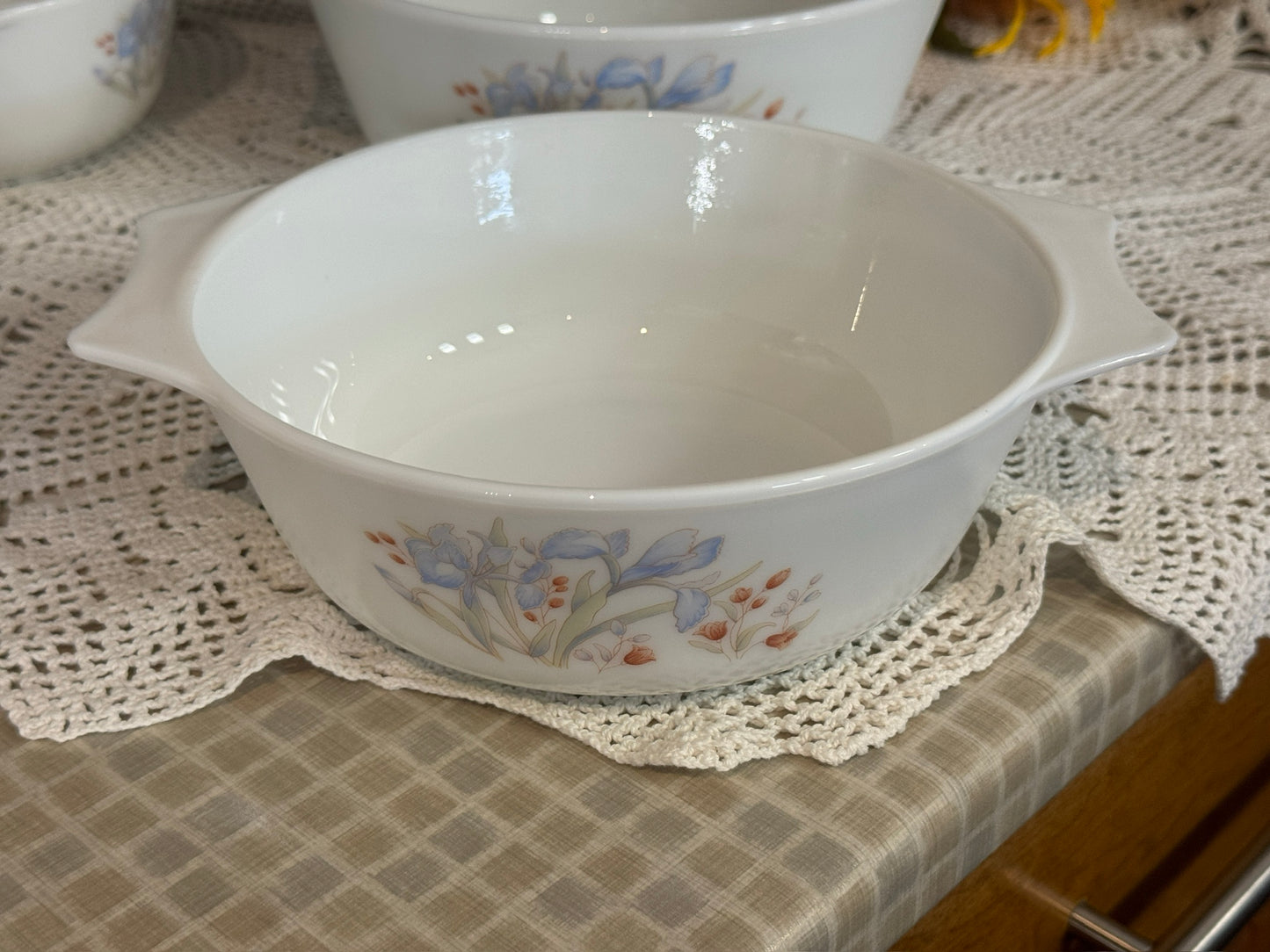 PYREX England "Blue Iris" Stacking Bowl/Casserole Set