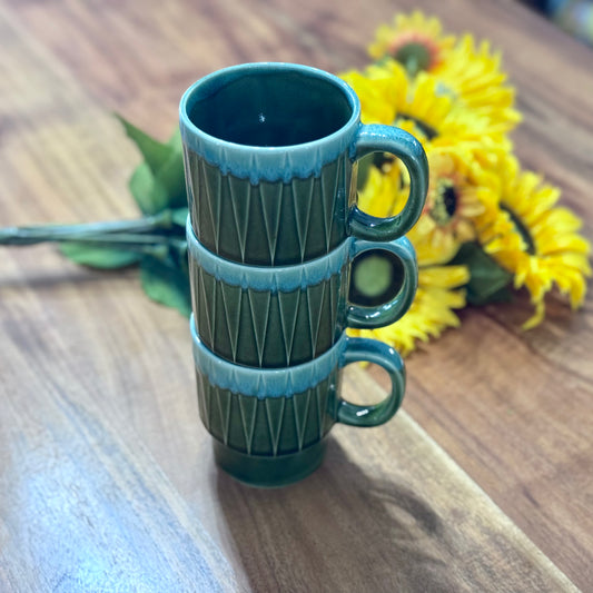 Japanese Green Drip Glaze Stackable Coffee Cups