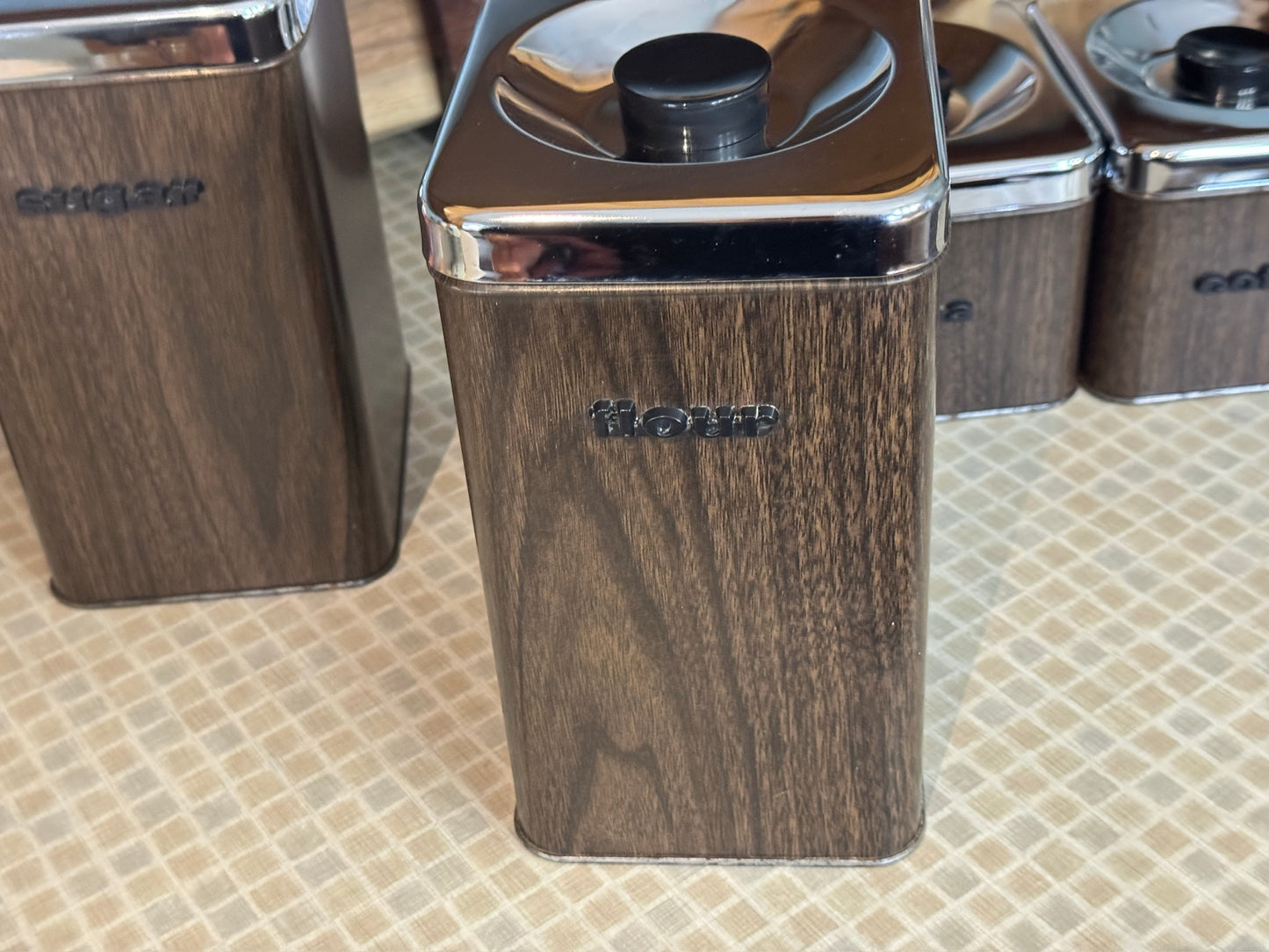 The Queen Line Faux Wood Grain Finish Canister Set