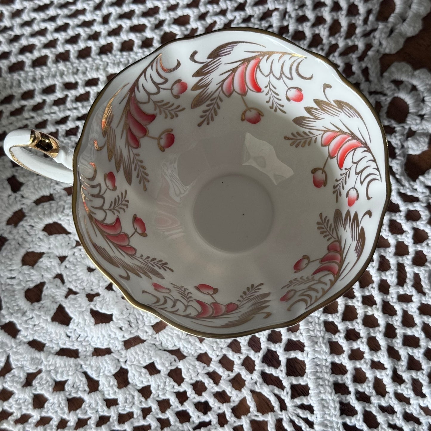Queen Anne Orange/Gold Teacup and Saucer