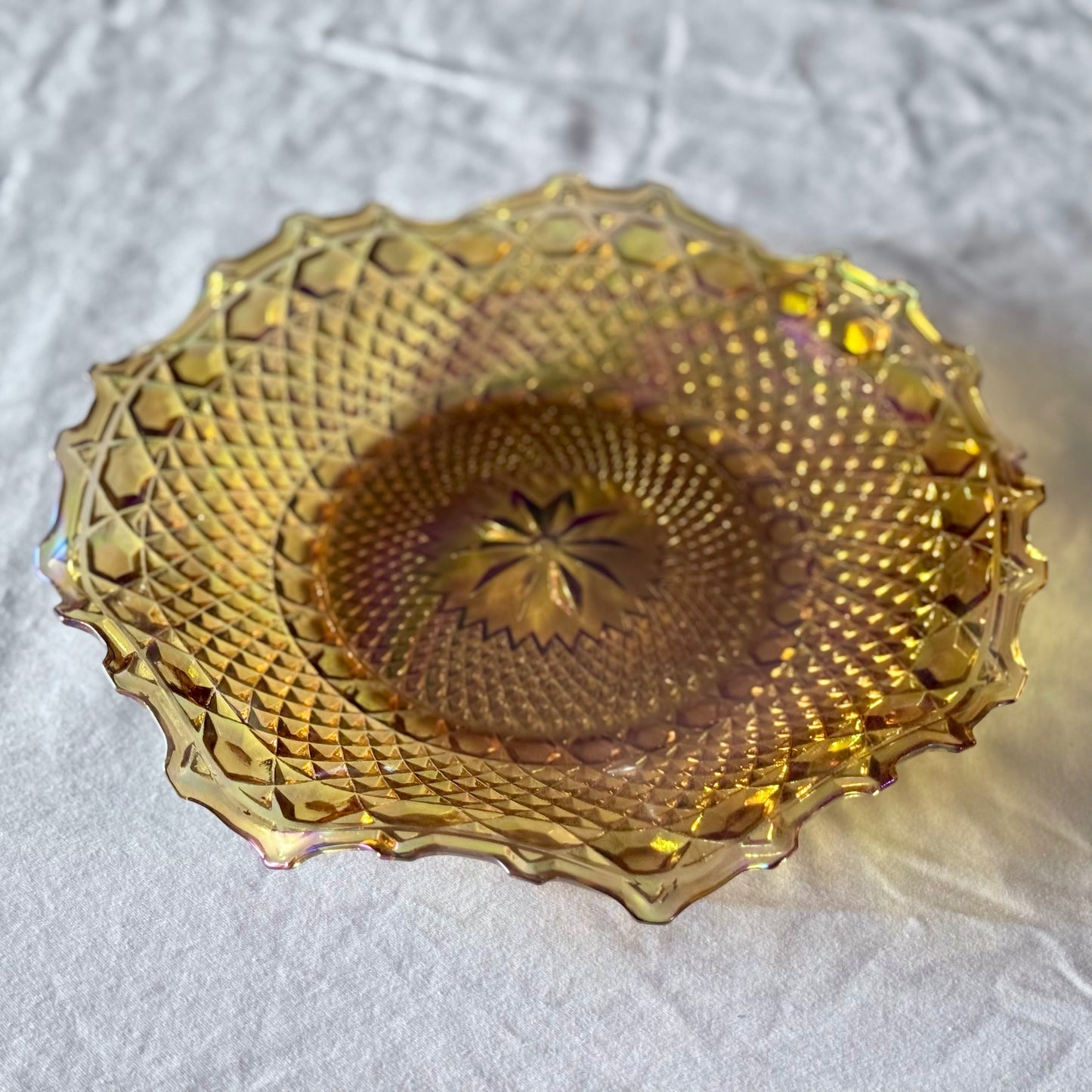 Indiana Glass Marigold Carnival Glass Centerpiece/Bowl