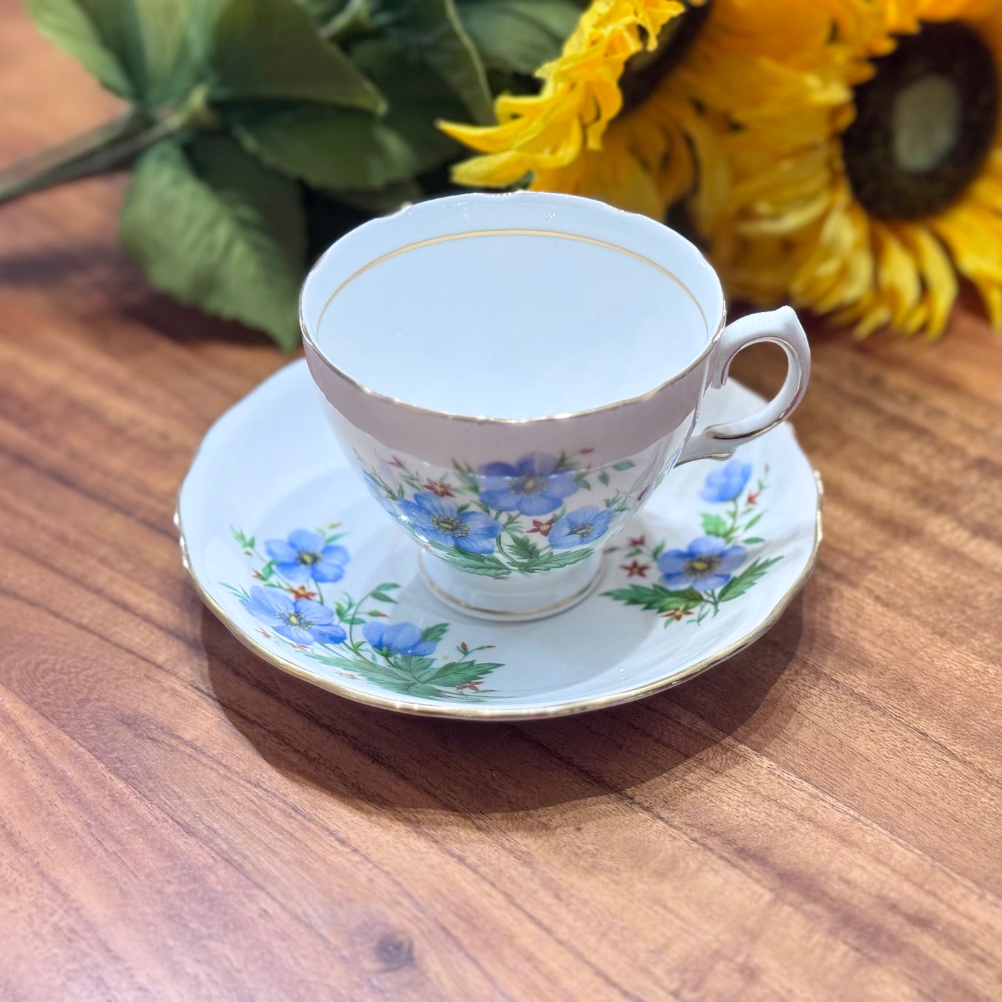 Colclough Blue Floral Teacup & Saucer Set