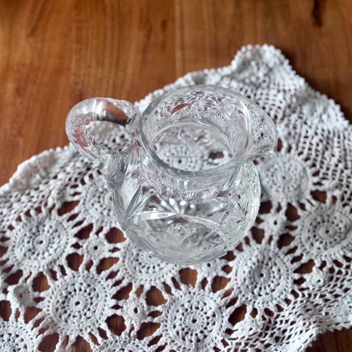 Vintage Cut Crystal Glass Pitcher