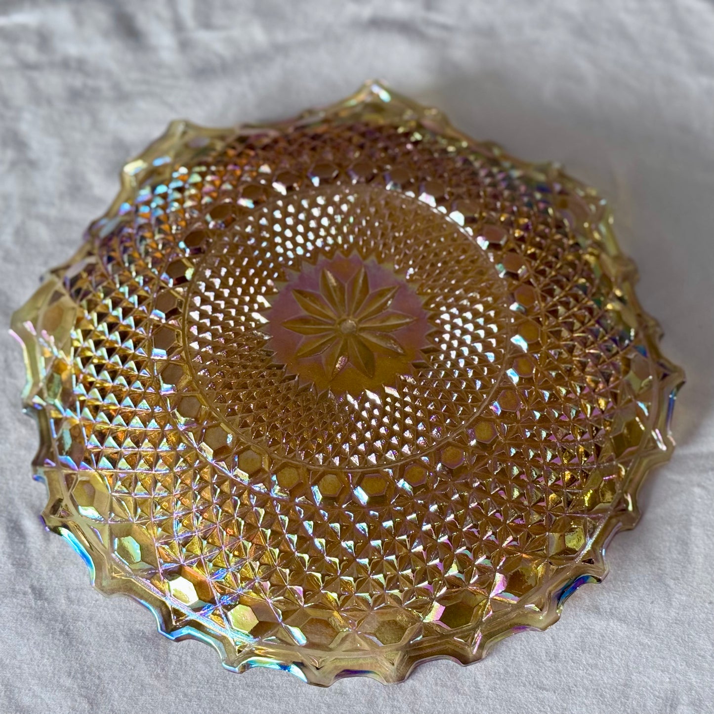 Indiana Glass Marigold Carnival Glass Centerpiece/Bowl