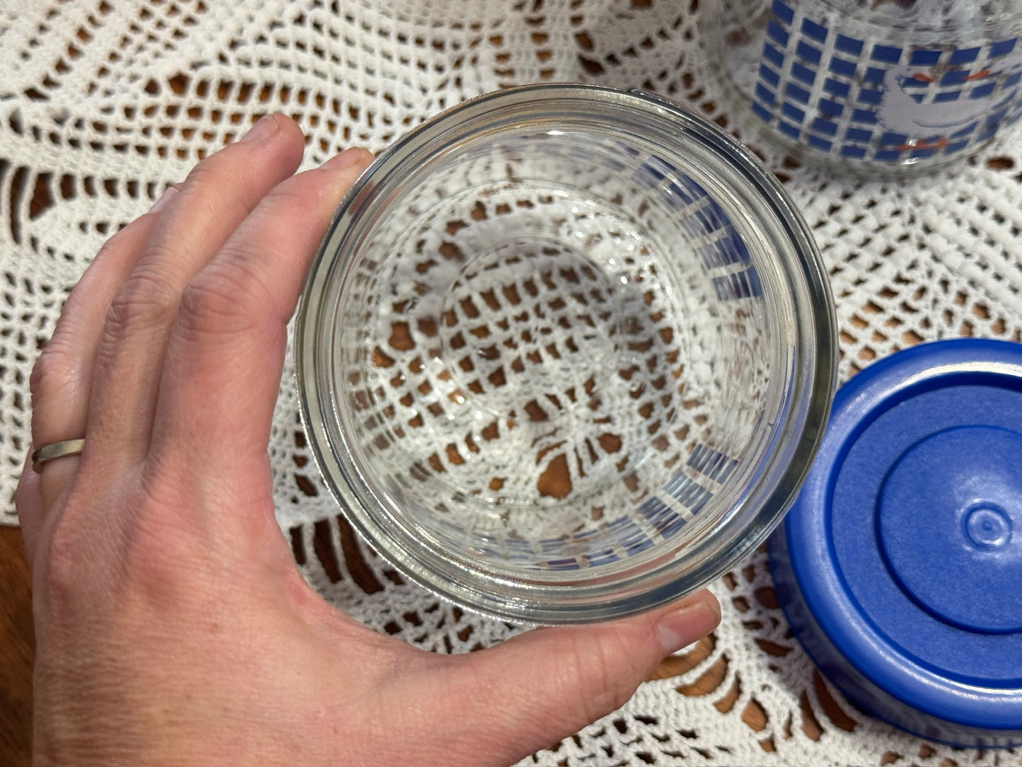 Vintage Set of 2 Carlton Glass Geese Canisters
