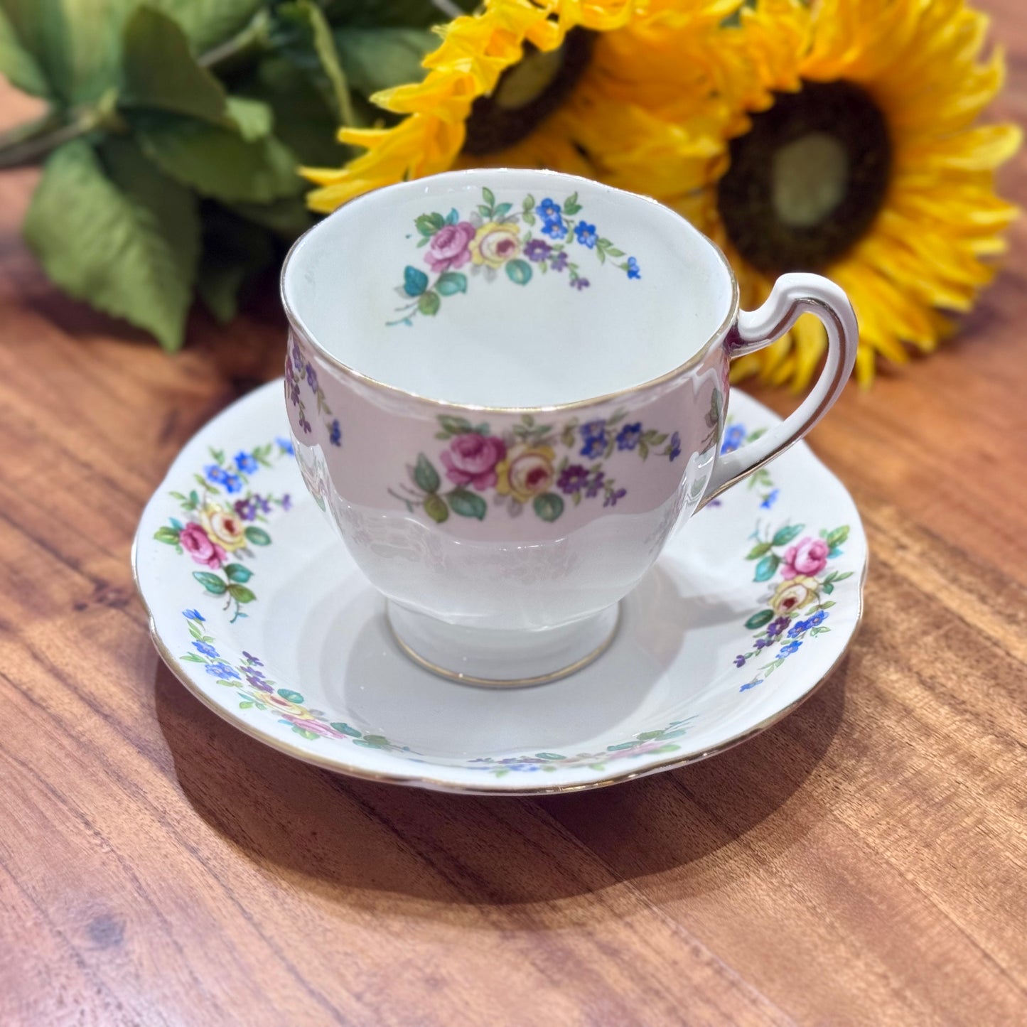 Royal Standard Pansy/Rose Teacup & Saucer