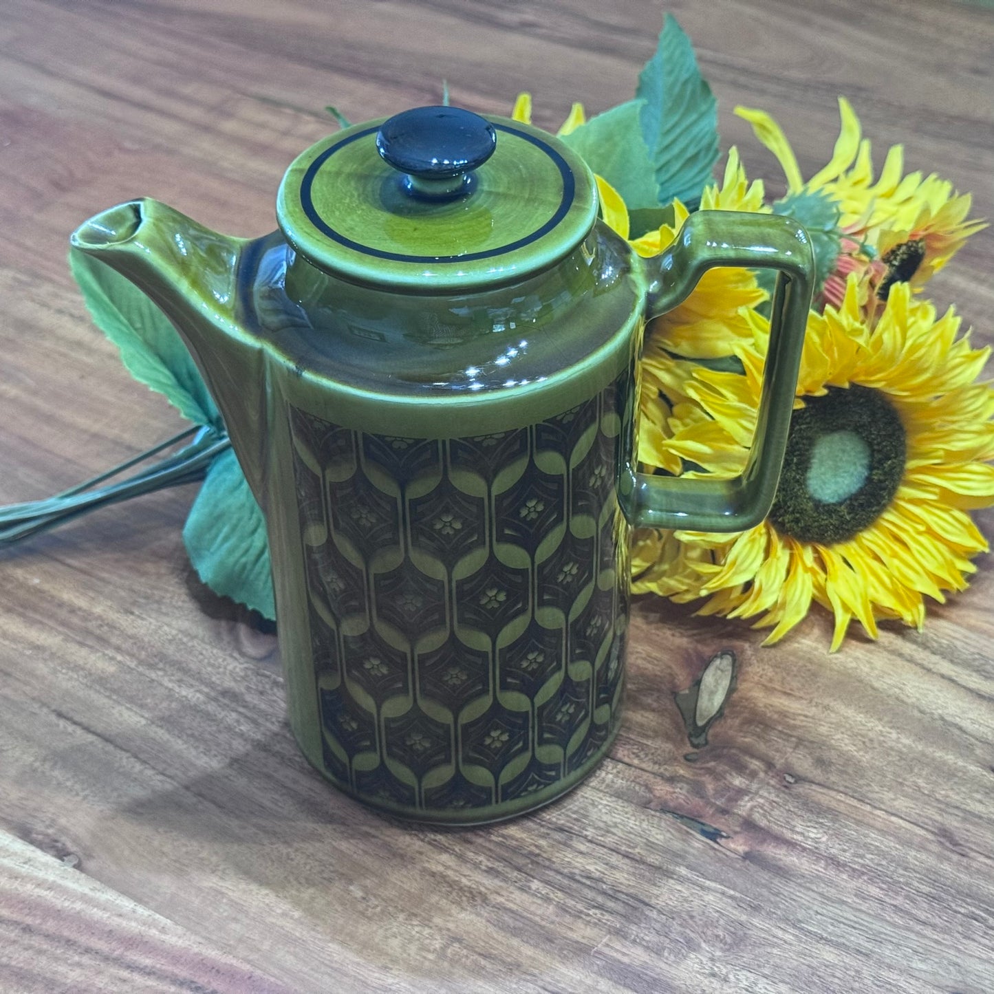 Royal Sealy Olive Green & Black Coffee Pot